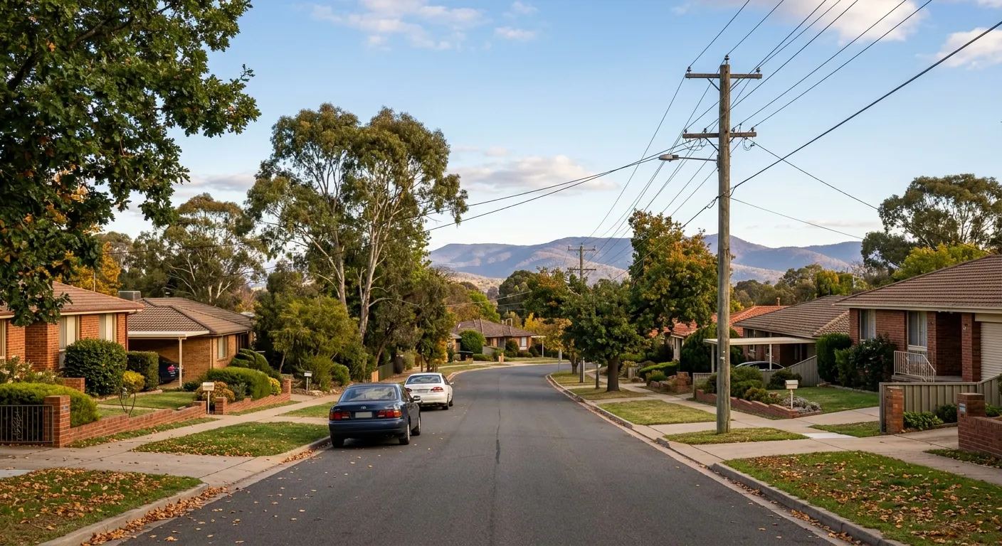 A residential street near the ANU Medical School in Garran, Woden Valley, Canberra