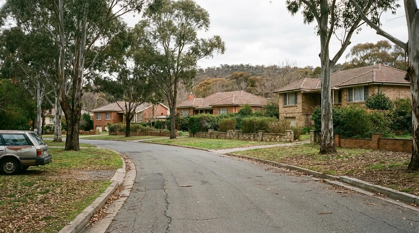 A Red Hill street in Canberra with established homes on large blocks and mature eucalypts along the verge